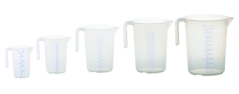 Measuring jugs, open handle, PP, with two scales | Nominal capacity: 5000 ml