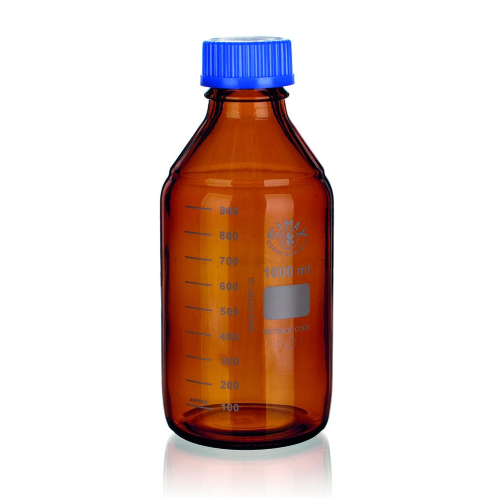 Laboratory bottles, borosilicate glass 3.3, GL45, amber | Nominal capacity: 1000 ml