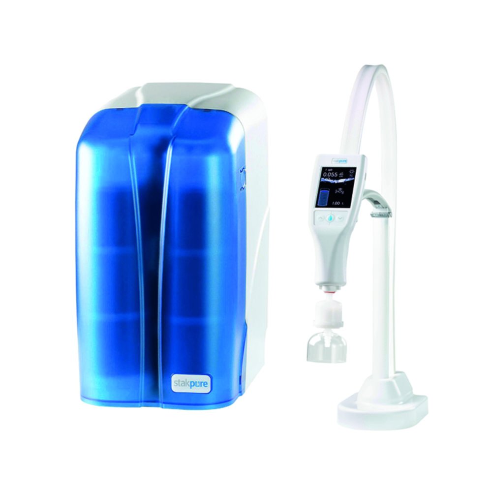Ultra pure water system OmniaPure xstouch, under-bench version with OptiFilltouch bench dispenser
