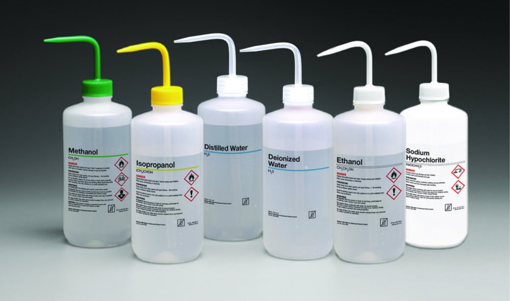 GHS Sicherheitsspritzflaschen Nalgene™ | Aufdruck Text: Natriumhypochlorit
