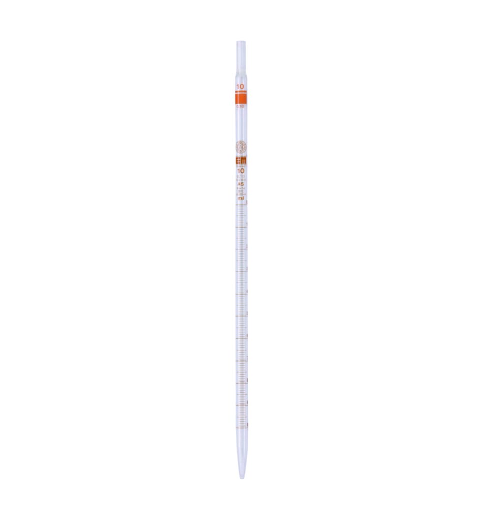 Measuring pipette, Soda-lime glass, class AS, brown graduation, type 1