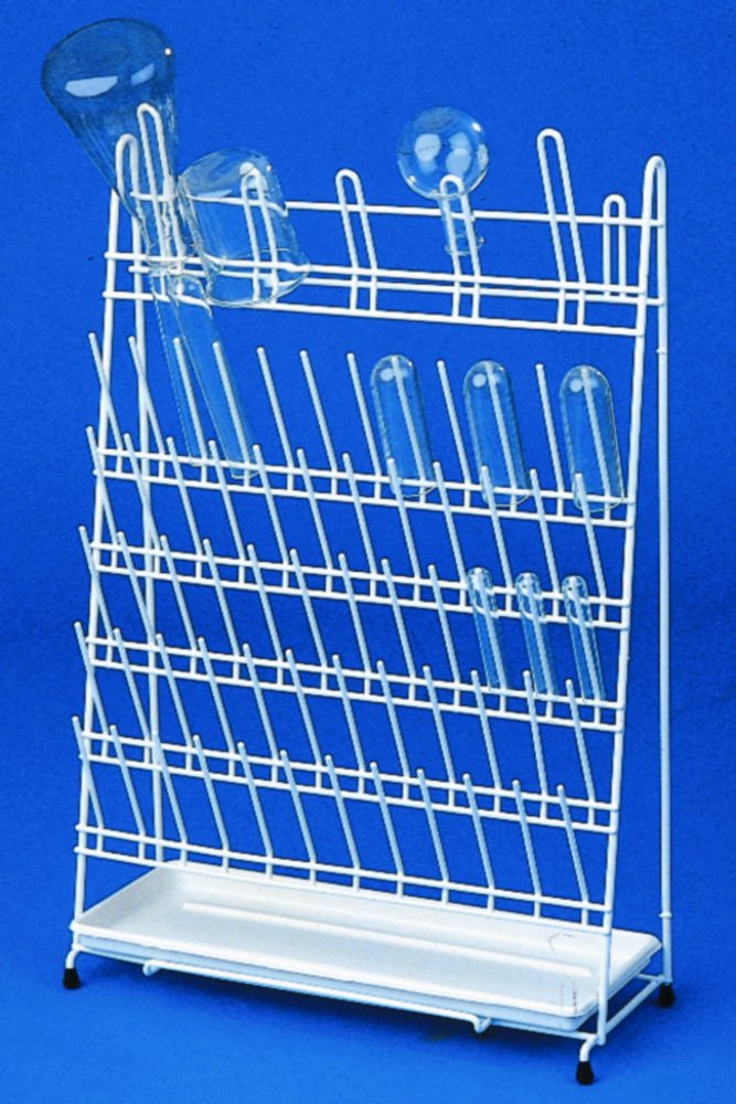 Egouttoir pour verrerie de laboratoire, tiges en acier à revêtement PE | Dimensions (LxPxH): 420 x 170 x 610 mm