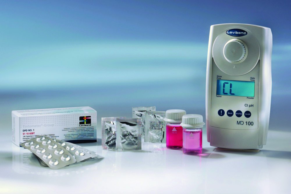 Photomètre MD 100 | Description: 2 en 1 : chlore / pH, tablettes de réactifs