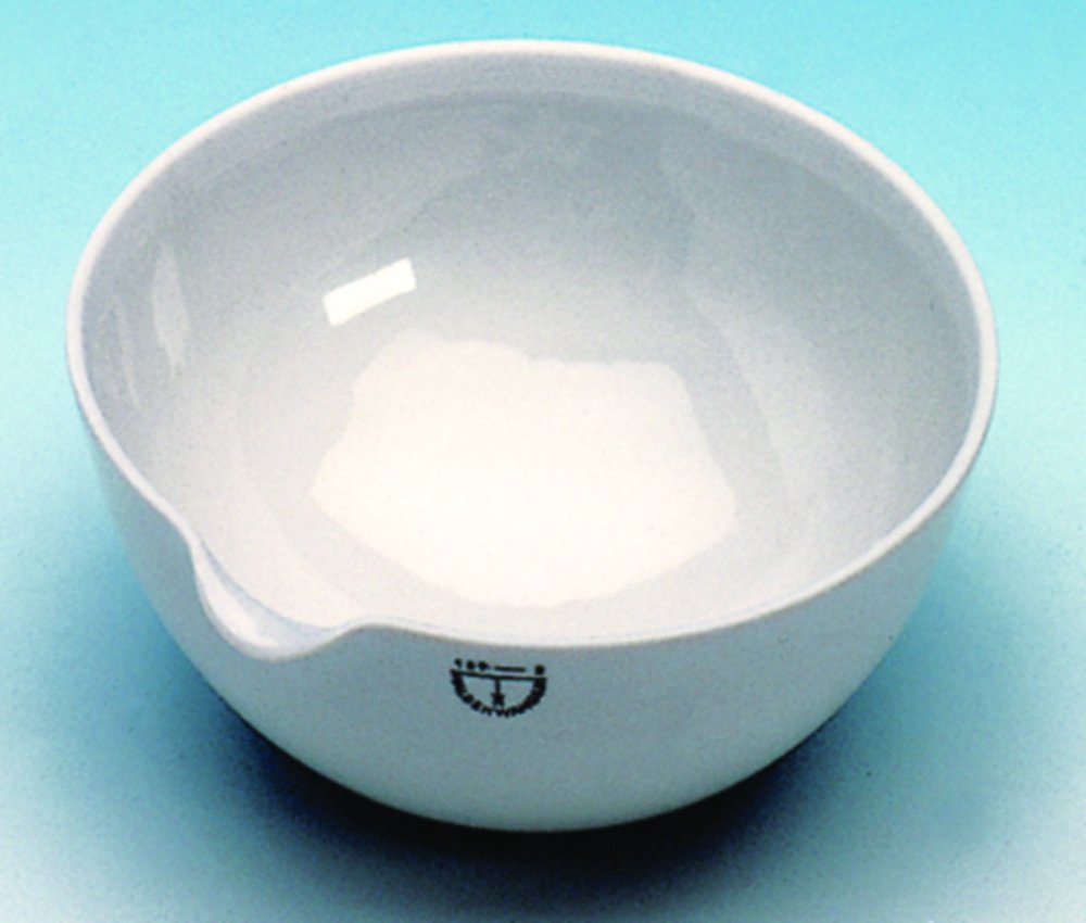 Capsule à évaporation semi-profonde à fond rond et avec bec verseur, en porcelaine | Volume nominal: 115 ml
