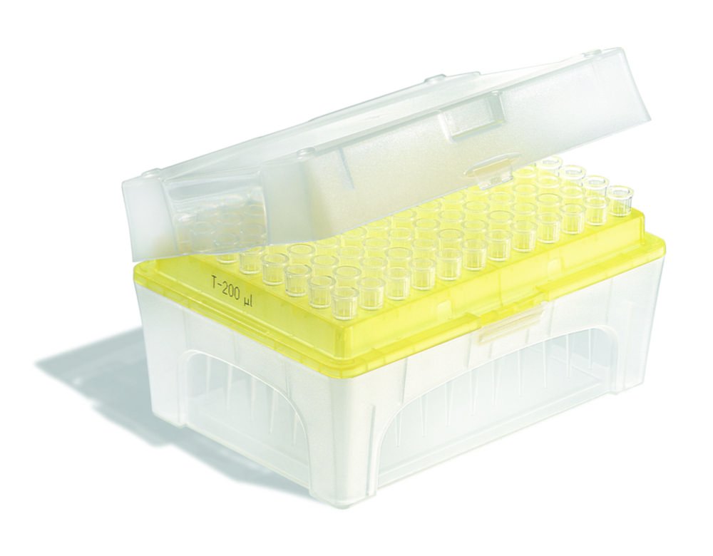 Pipette tips, racked in TipBox, PP, non-sterile | Capacity: 5 ... 300 µl
