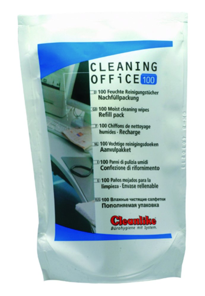 Lingette de nettoyage alcoolisée CLEANING OFFICE | Contenu de l'emballage: Recharge de 100 lingettes