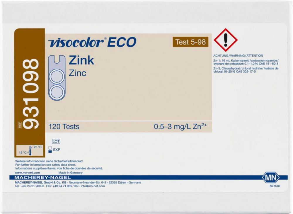 Testkits VISOCOLOR® ECO für Gewässeranalysen | Typ: Zink