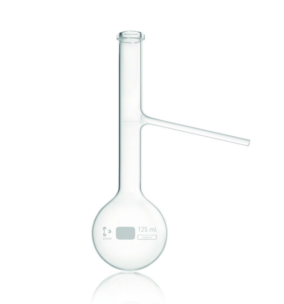 Ballon de distillation d'Engler, DURAN®, ASTM, avec bord renforcé | Volume nominal: 125 ml