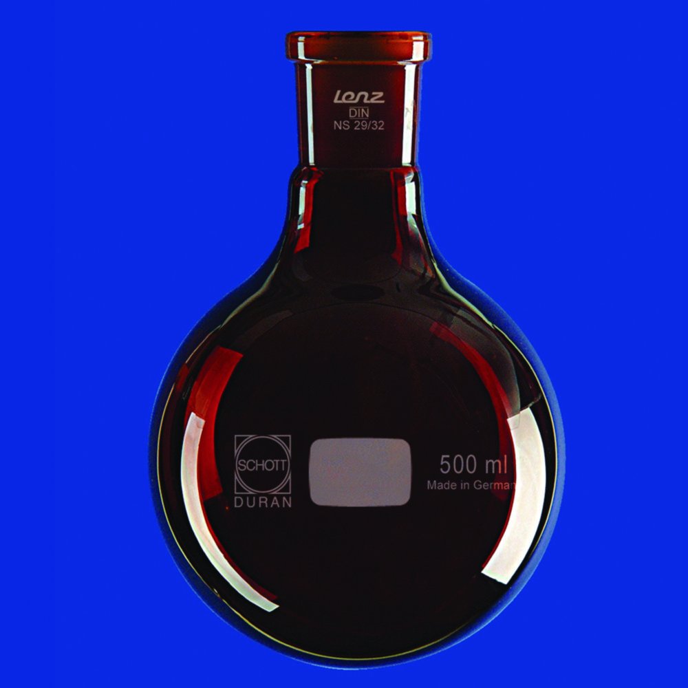 Ballon à fond rond, à col rodé, en verre brun DURAN® | Volume nominal: 500 ml