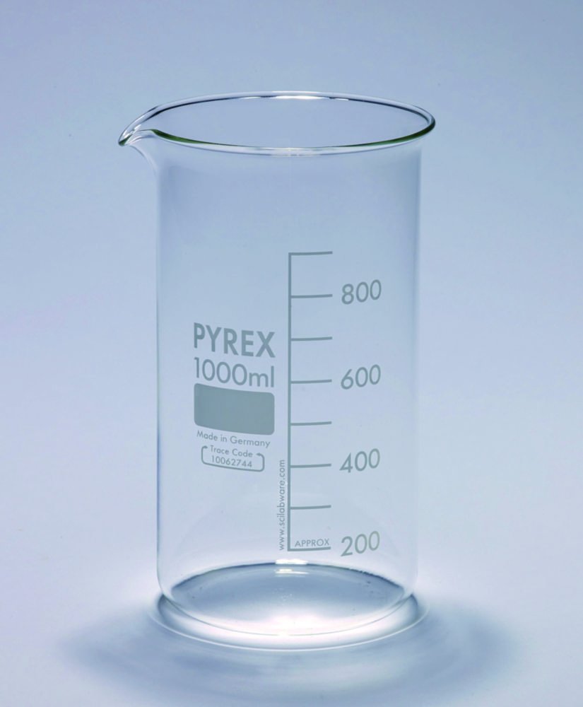 Becherglas, Pyrex®, niedrige Form, schwere Ausführung | Nennvolumen: 2000 ml