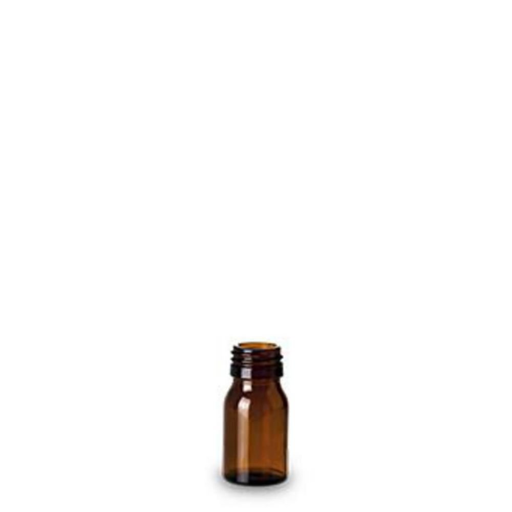 Enghalsflaschen ohne Verschluss, Kalk-Soda-Glas, braun, PP 28 | Nennvolumen: 30 ml