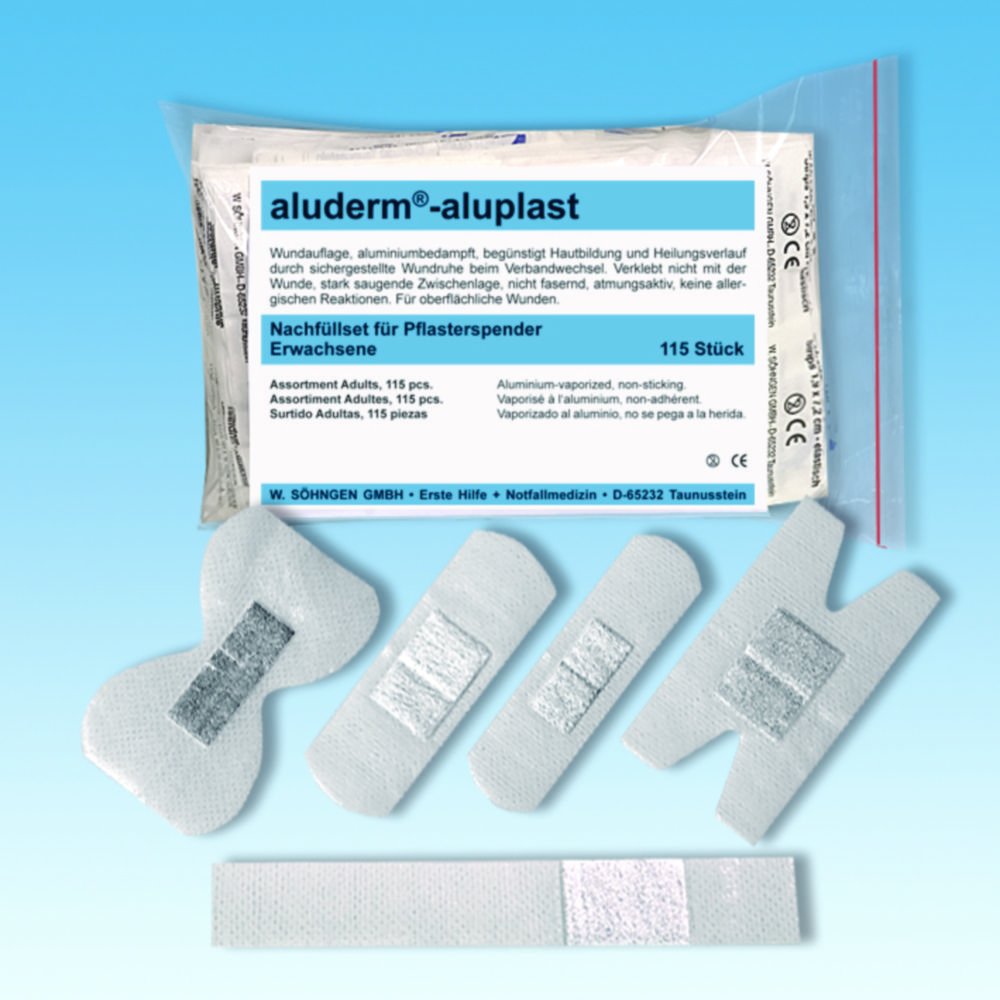 Plaster Dispenser aluderm®-aluplast | Description: Refill pack, complete for aluderm®-aluplast, with 115 plasters