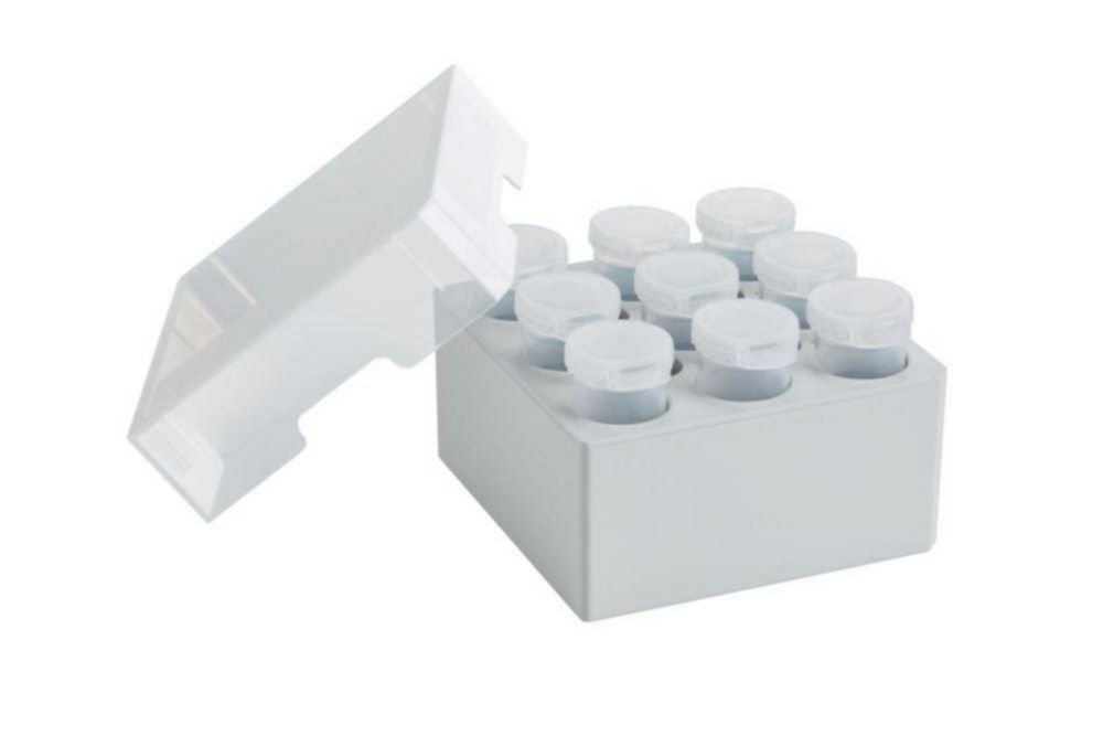 Accessoires pour Eppendorf Tubes® 25 ml, PP | Description: Boîte de stockage 3 x 3, PP, pour 9 tubes de 25 ml