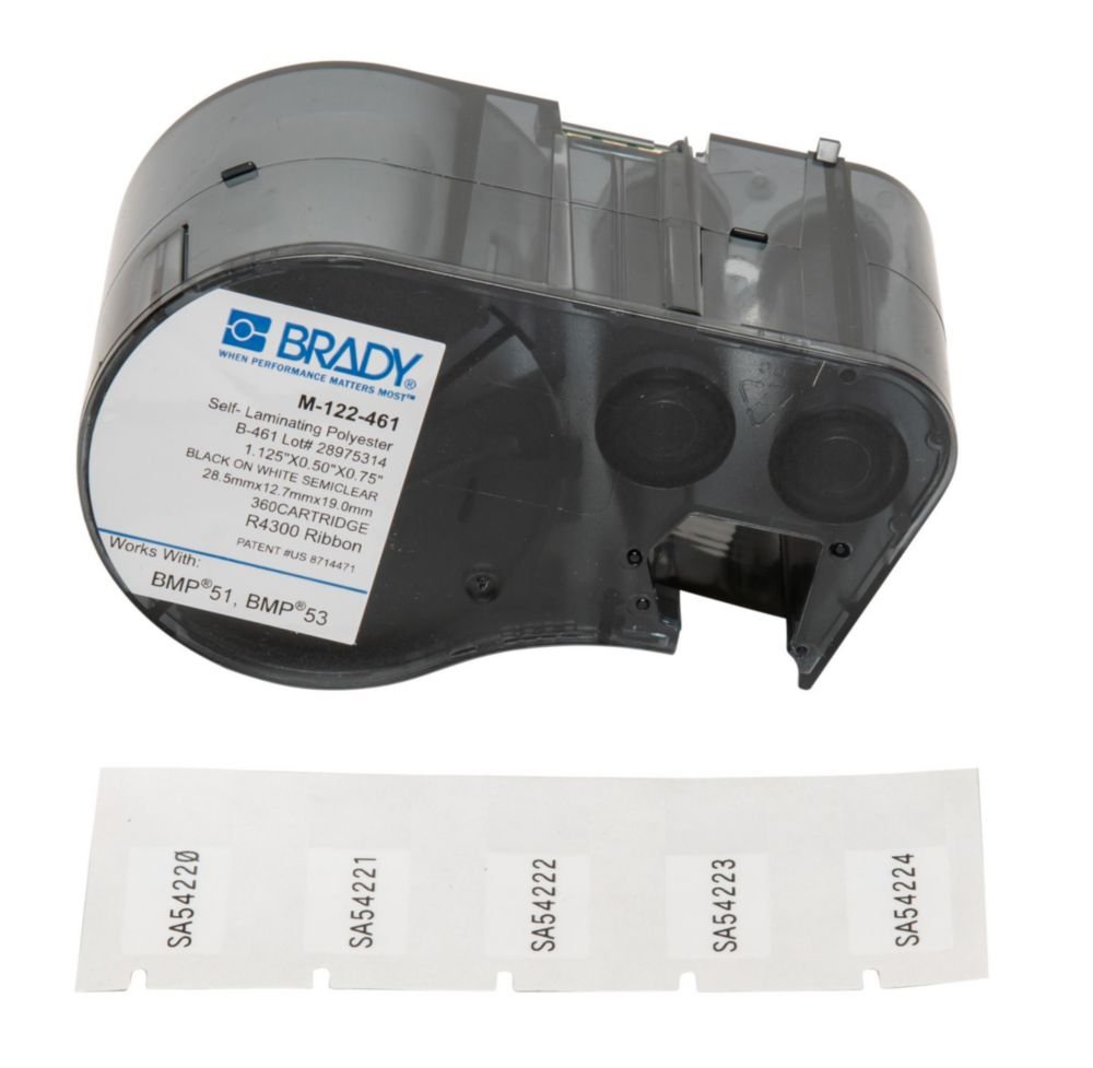Étiquettes cryogéniques auto-laminantes avec extrémité transparente pour imprimante d'étiquettes BMP®51 | Type: M-122-461