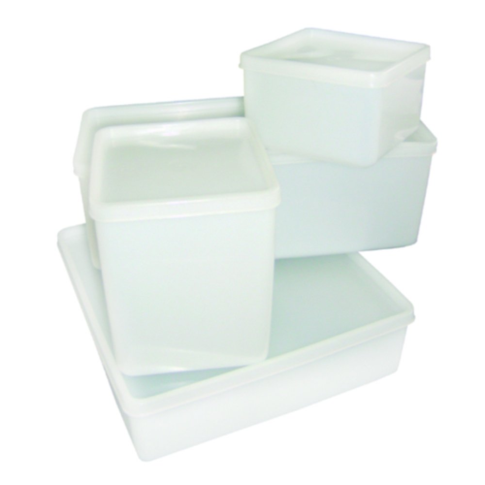 Storage boxes, HDPE with tightly closing LDPE lid