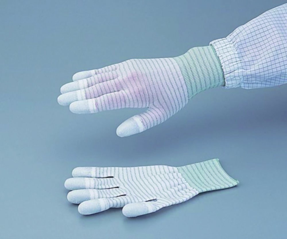 Conductive Gloves ASPURE LINE PU-coated, white, Anti-static, Nylon
