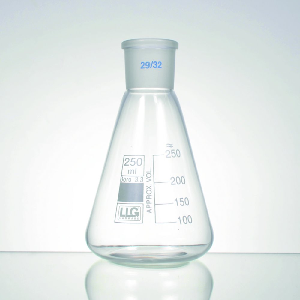 Erlenmeyer LLG avec rodage normalisé, verre borosilicate 3.3