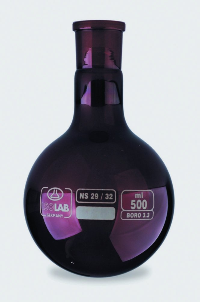 Ballon à fond rond avec rodage normalisé, verre borosilicate 3.3, brun | Volume nominal: 100 ml