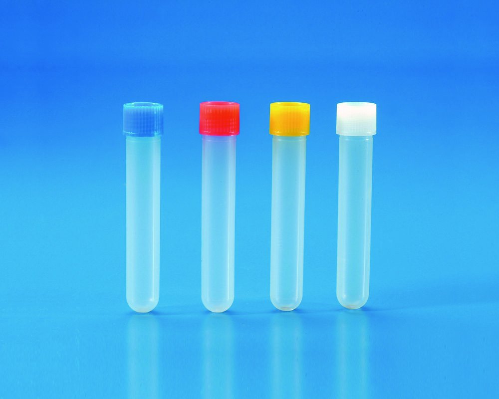 Disposable Test Tubes with screw caps, PP/PE