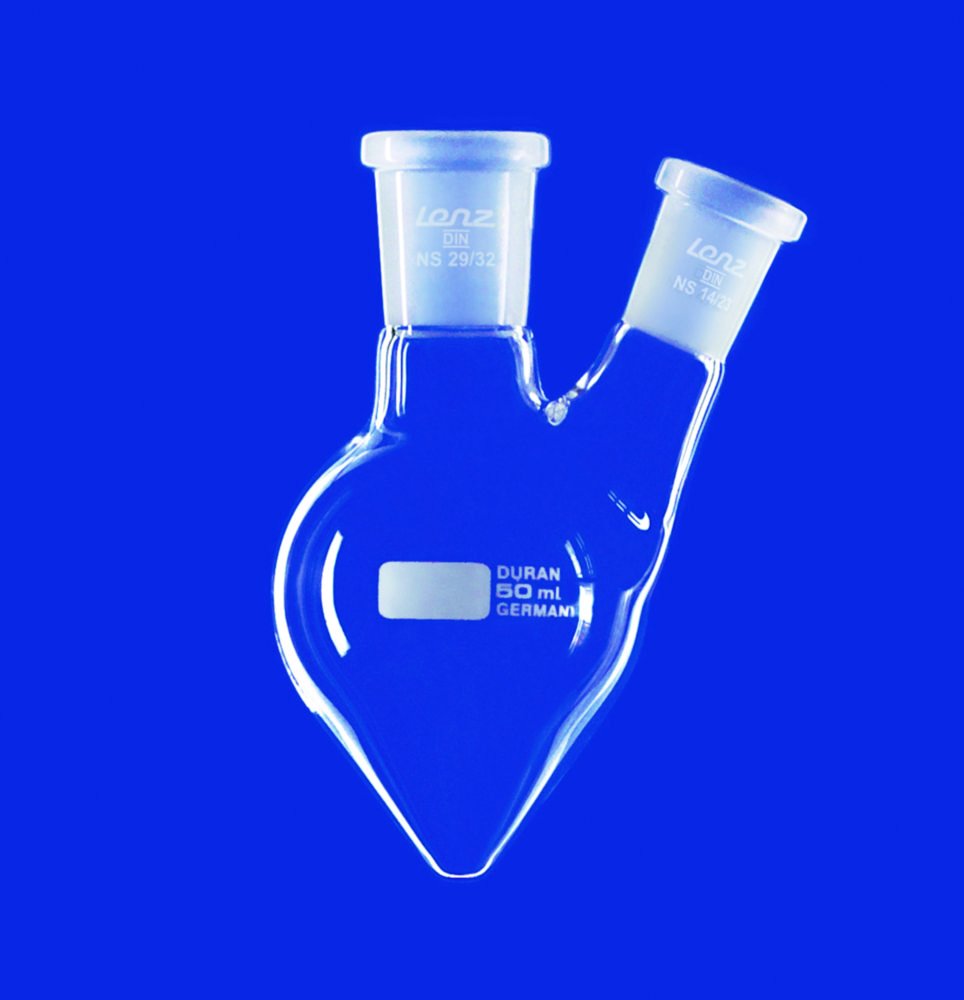 Pear-shaped flasks with two-necks, DURAN® | Nominal capacity: 100 ml