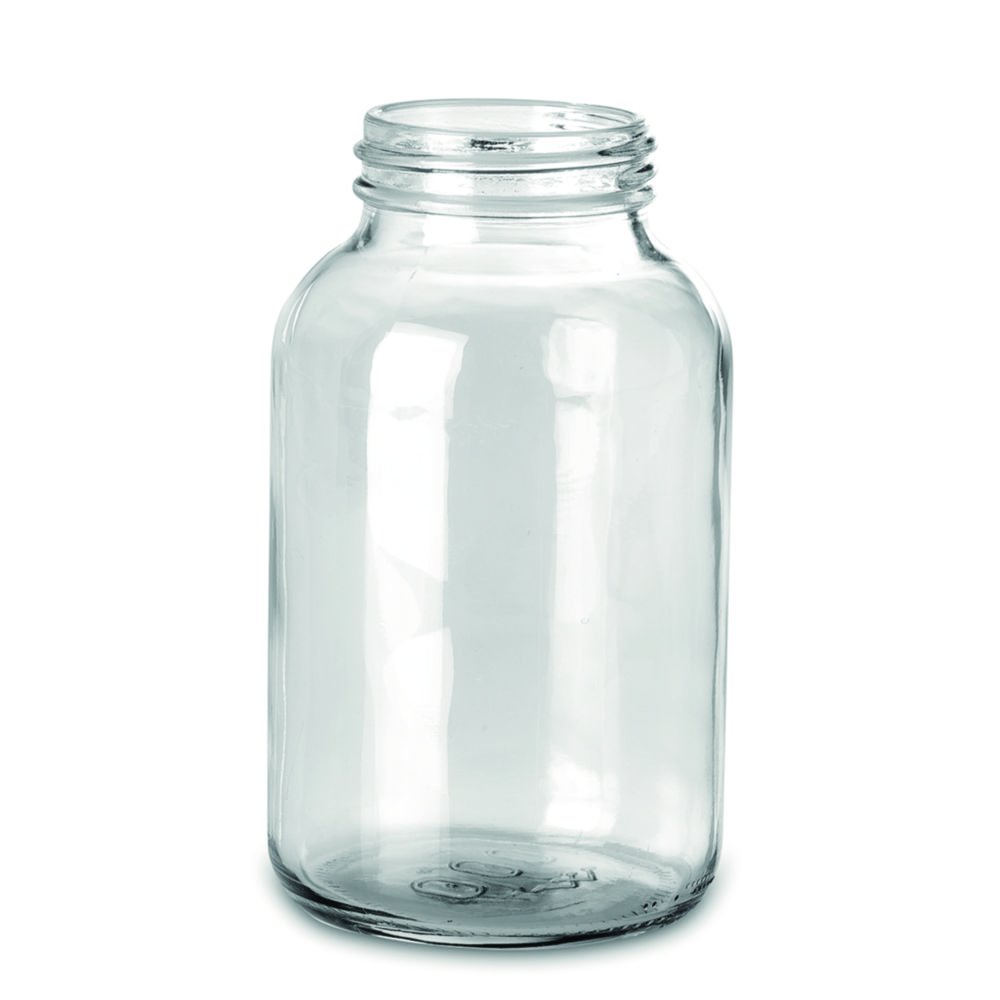 Wide-mouth bottles without closure, soda-lime glass