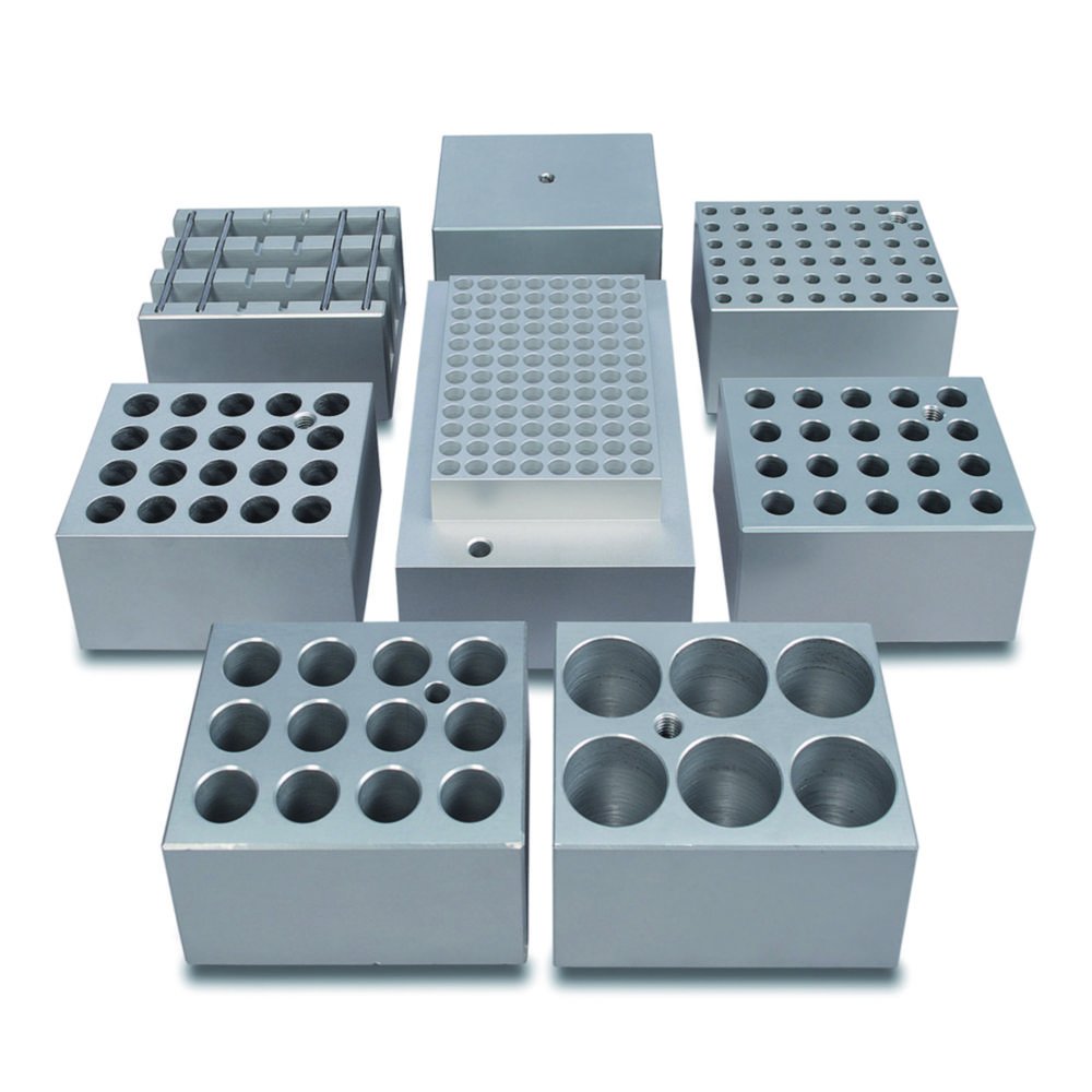 Bloc en aluminium pour bain à sec série BH-200 | Pour: 20 tubes de diamètre 12.5 mm