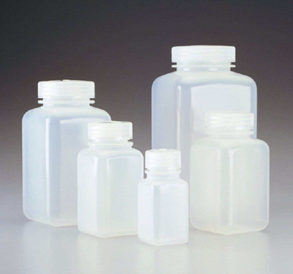 Square bottles, wide mouth Nalgene™, PPCO, with screw cap, PP