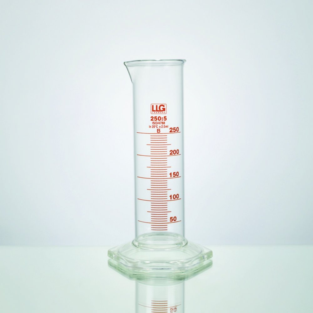 Éprouvette graduée LLG, verre borosilicate 3.3, forme basse, classe B | Volume nominal: 50 ml
