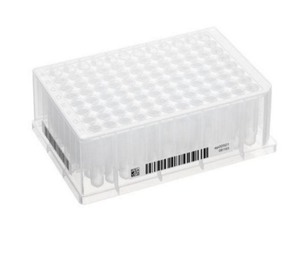 Deepwell Plate 96/1000 µL, Wells klar, 1.000 µL, 2D SafeCode, PCR clean, weiß, 20 Platten (5 Beutel × 4 Platten)