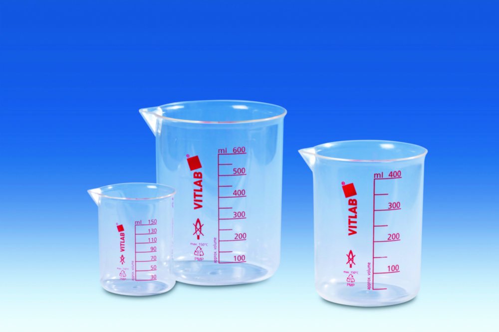 Griffin beakers PMP, with printed red scale | Nominal capacity: 25 ml