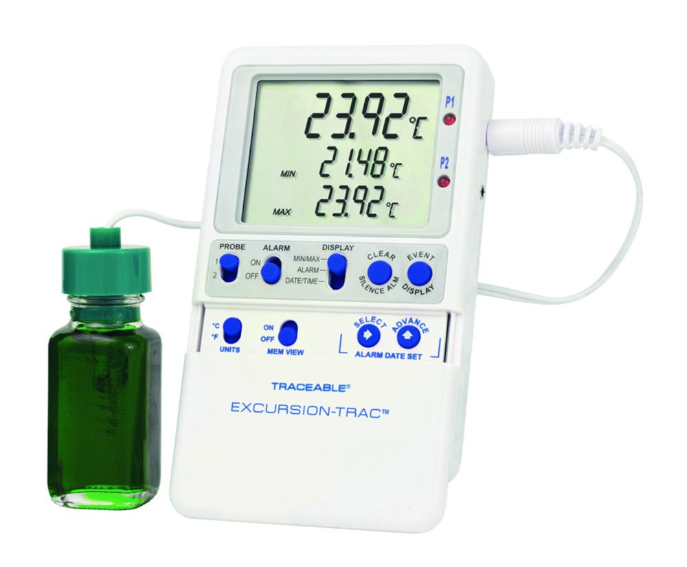 Temperature data logger Traceable® Excursion-Trac™, with 1 bottle probe