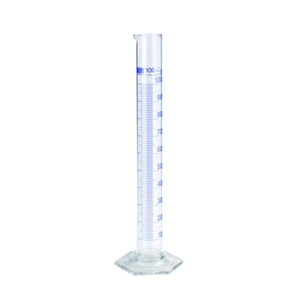 Measuring cylinders, DURAN®, tall form, class B, blue graduation | Nominal capacity: 50 ml