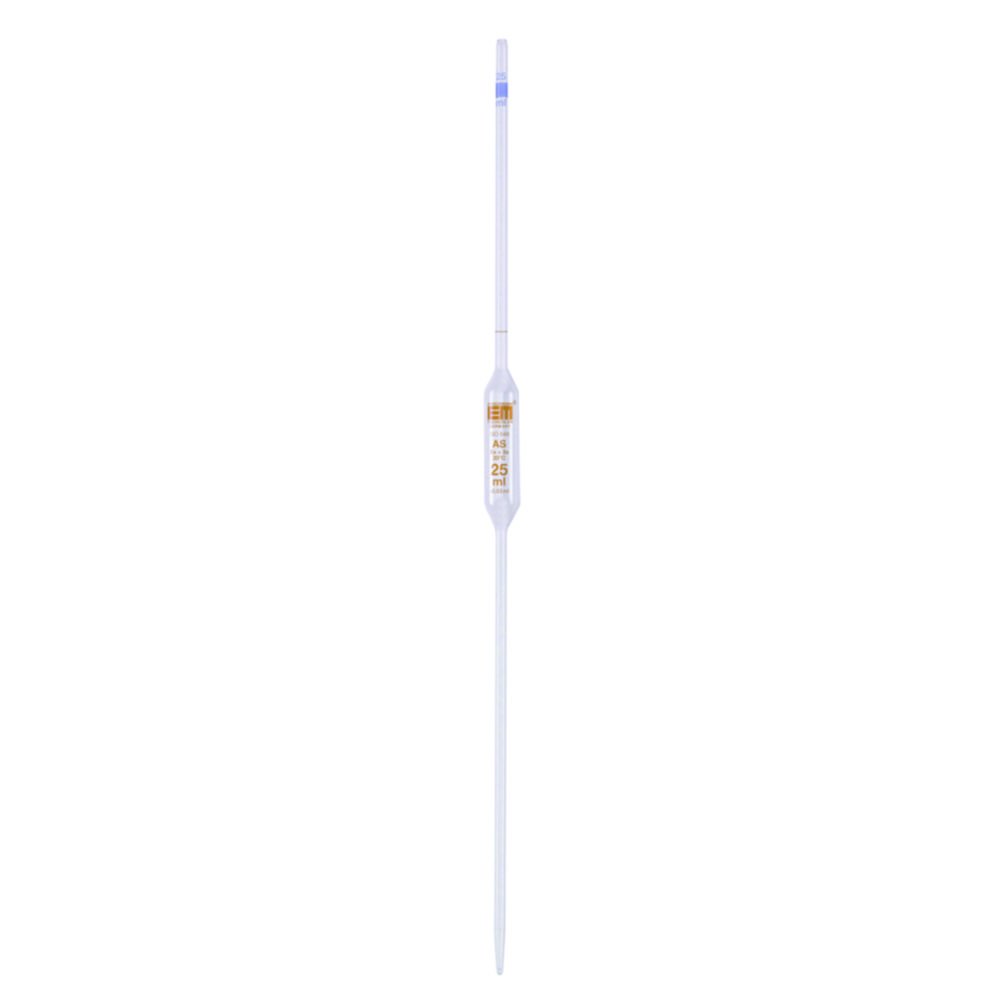 Volumetric pipettes, Soda-lime glass, class AS, 1 mark, amber stain graduation | Nominal capacity: 50.0 ml