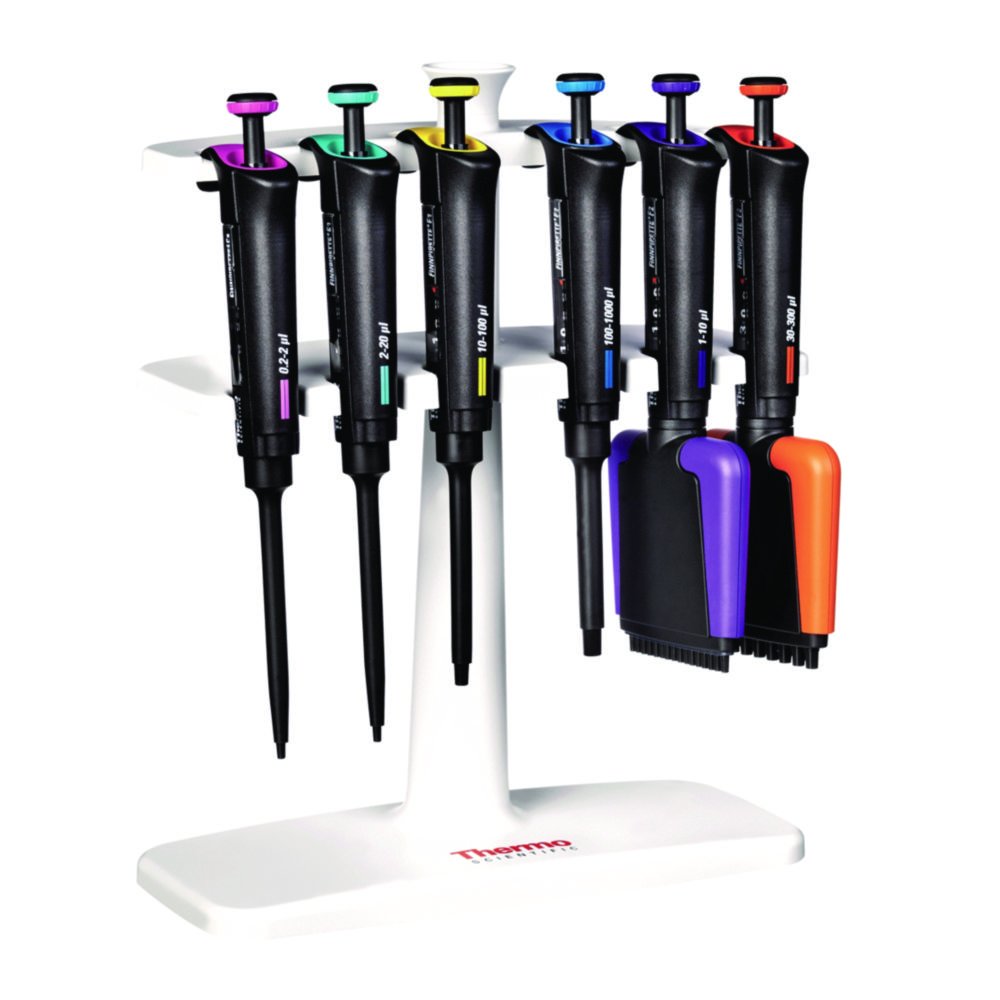 Pipette stand for single and multichannel microliter pipettes F1 / F2 | Description: With 6 slots
