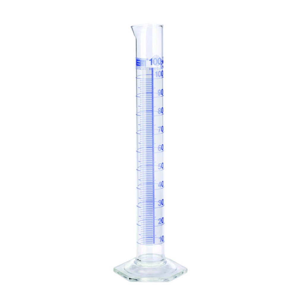 Messzylinder, DURAN®, Klasse A, blau graduiert | Nennvolumen: 100 ml