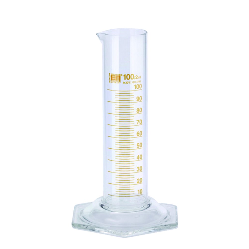 Measuring cylinders, DURAN®,  low form, class B, amber stain graduation | Nominal capacity: 25 ml