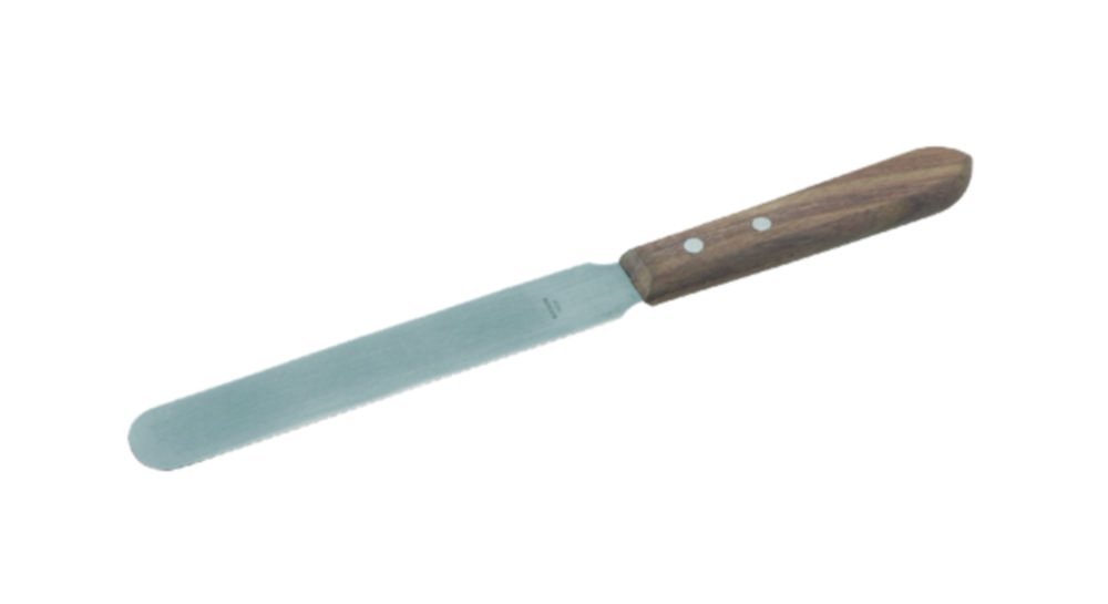 Spatule avec manche en bois, en acier inox | Largeur spatule: 14 mm