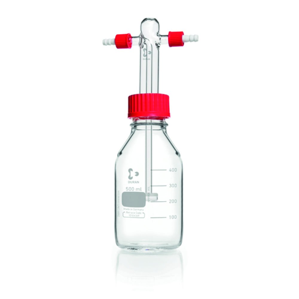 Gaswaschflaschen DURAN®, nach Drechsel | Beschreibung: Gaswaschflasche mit Filterplatte