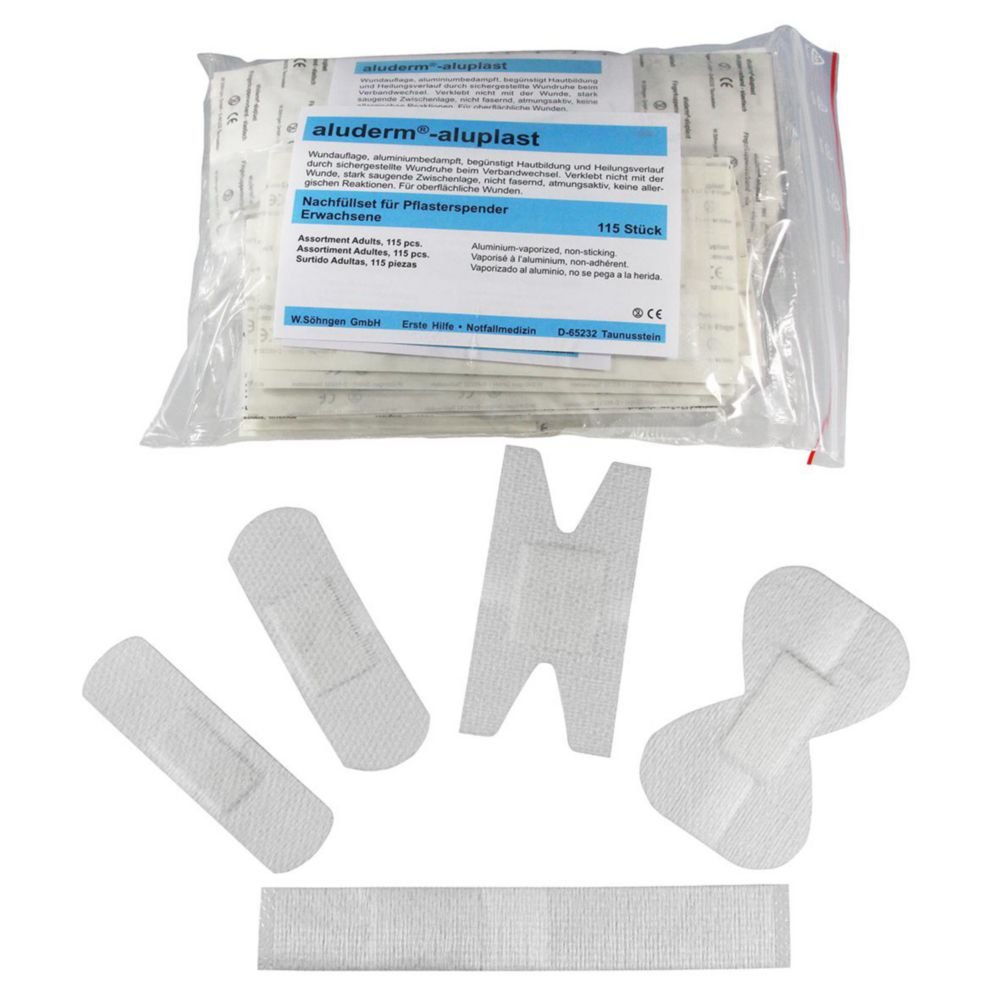 Plaster Dispenser aluderm®-aluplast | Description: Refill pack, complete for aluderm®-aluplast, 72 x 25 mm, with 30 plasters