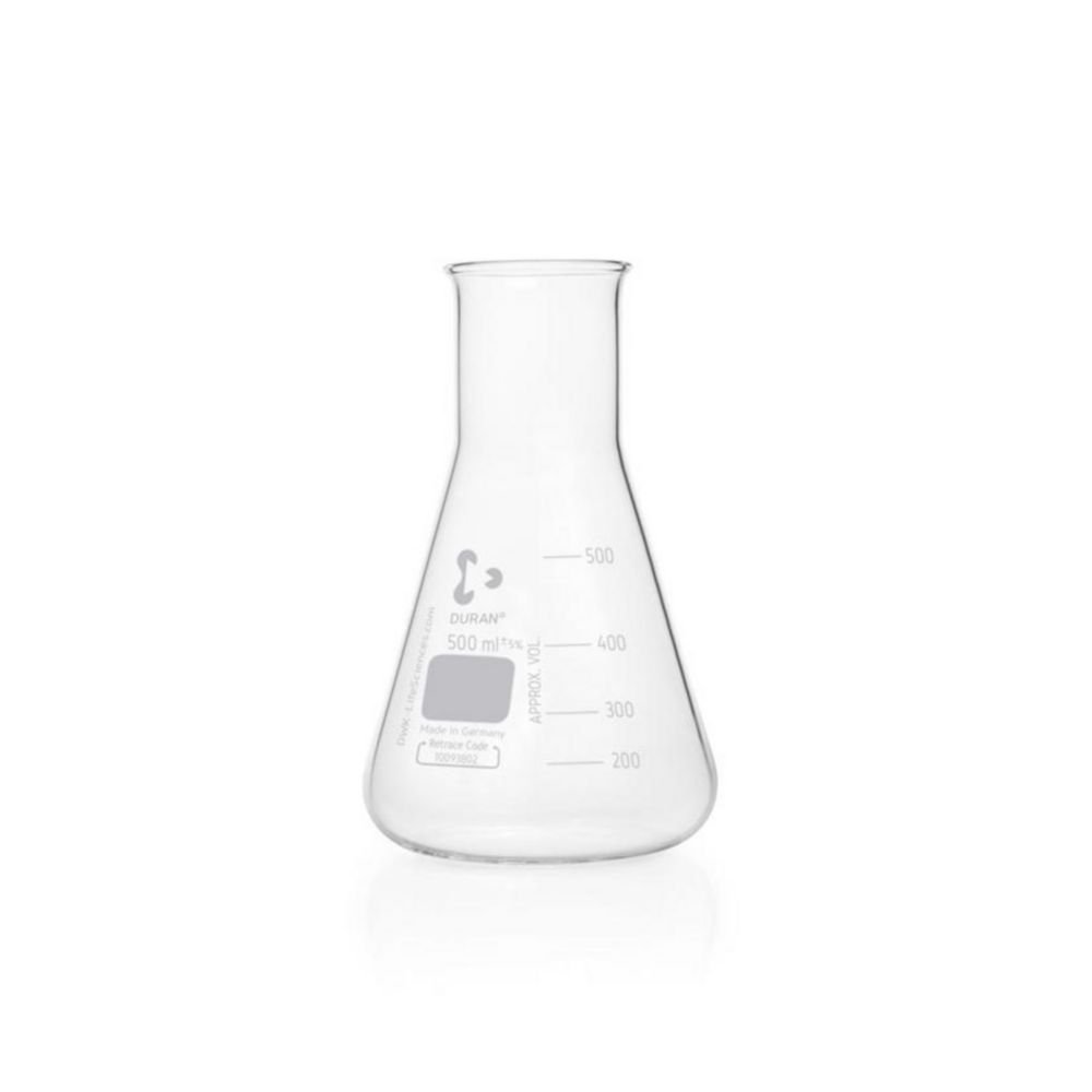 Fiole erlenmeyer à col large, en verre DURAN® | Volume nominal: 500 ml
