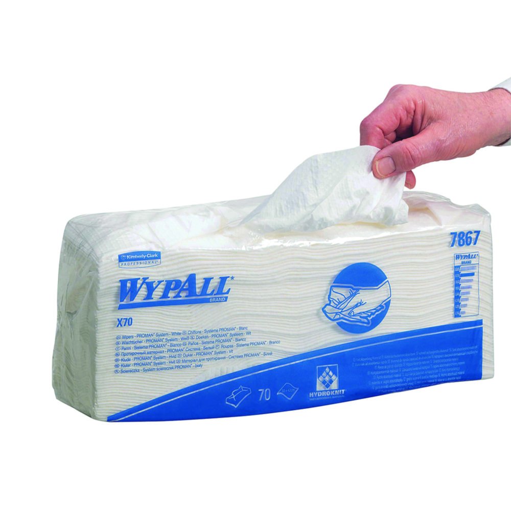 Cleaning Wipes, WypAll* X70 | Package contents: 6 packs of 70 tissues