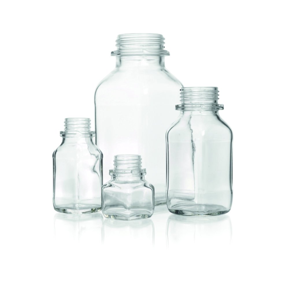 Vierkant-Schraubflaschen, Kalk-Soda-Glas