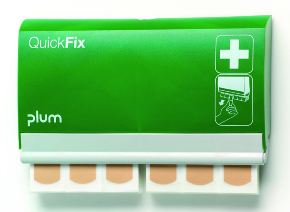 Distributeur de pansements QuickFix | Description: Distributeur QuickFix comprenant deux recharges de chacune 30 pansements pour doigt textiles