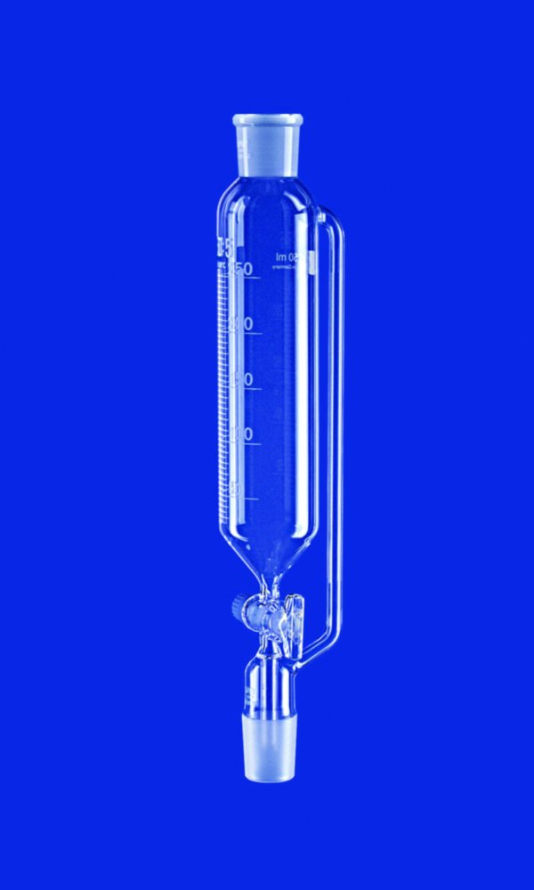 Ampoule de coulée cylindrique avec tube d'équilibrage de pression, en verre borosilicaté 3.3