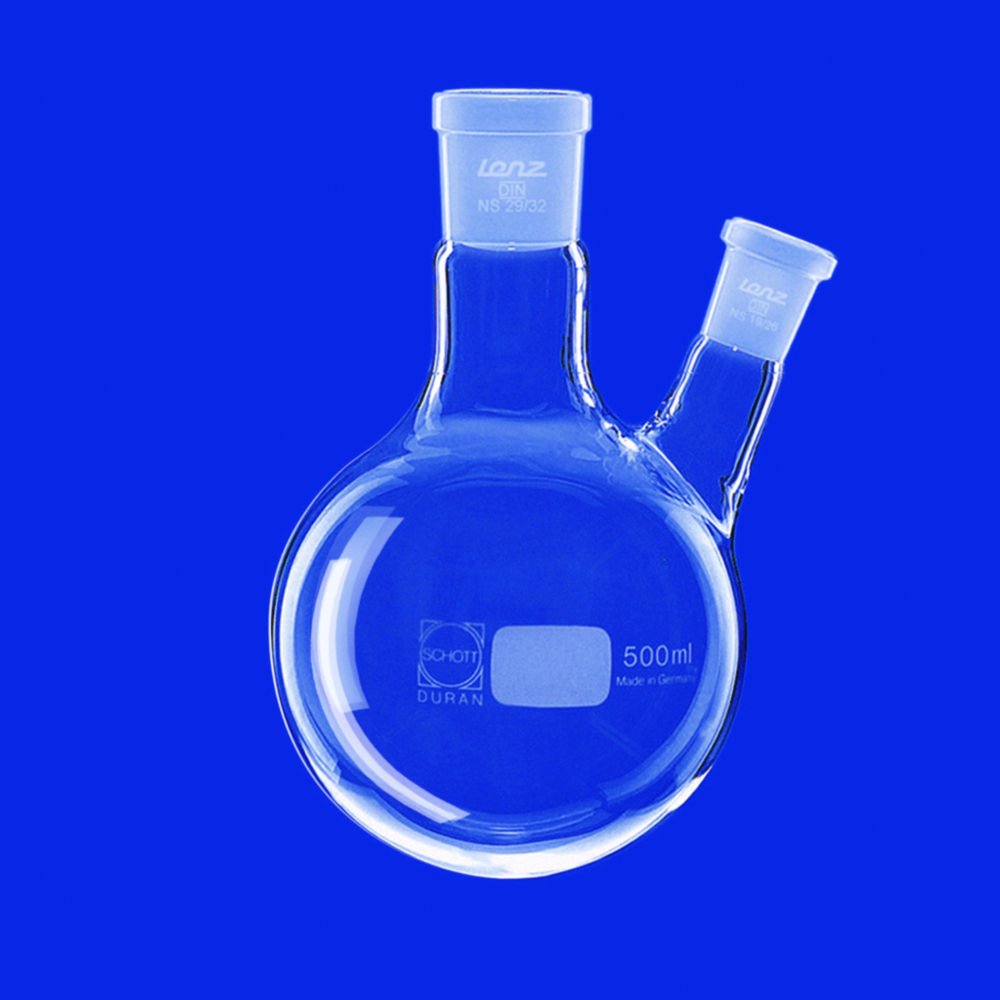 Round bottom flasks with two necks, side neck angled, DURAN® | Nominal capacity ml: 2000