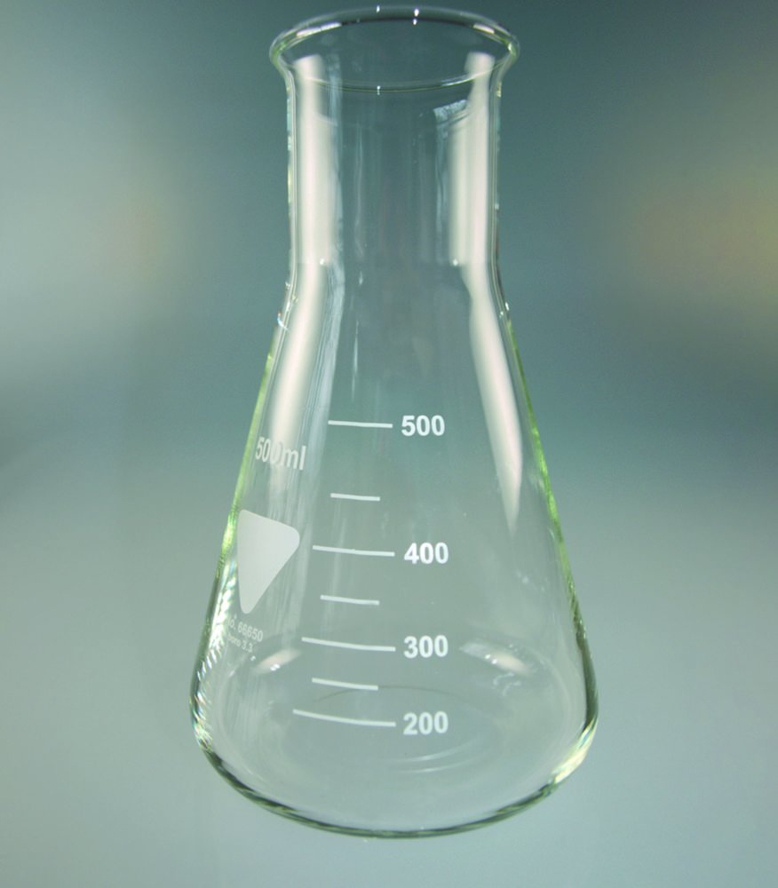 Fiole erlenmeyer à col large en verre borosilicaté 3.3 | Volume nominal: 300 ml