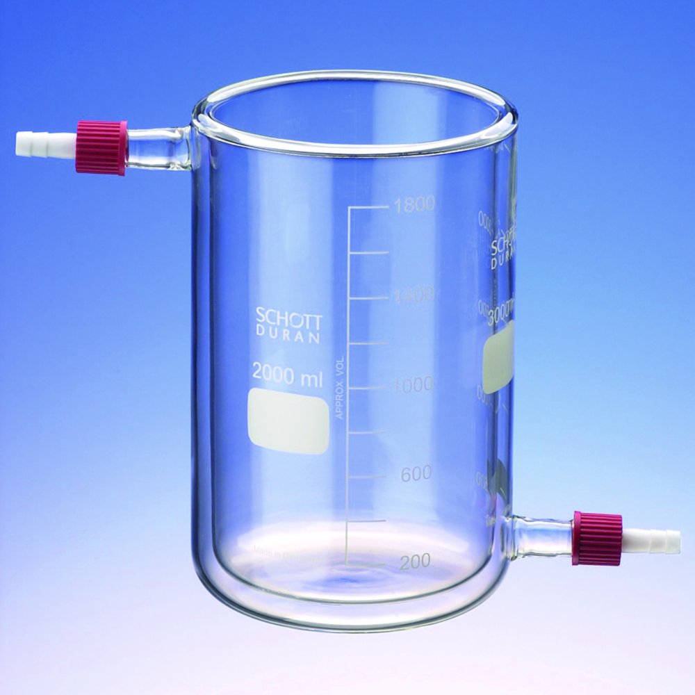 Beakers, glass, jacketed wiht PTFE-Olive, type T-GL | Capacity ml: 600