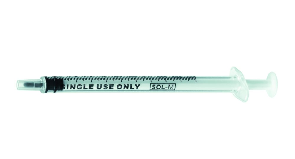 Fine Dosage Syringes SOL-M™, 3-piece, with displacement spike, clear syringe plunger