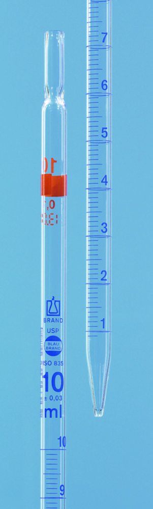 Graduated pipettes, USP, AR-glass®, class AS, blue graduation, type 2 | Nominal capacity: 10 ml