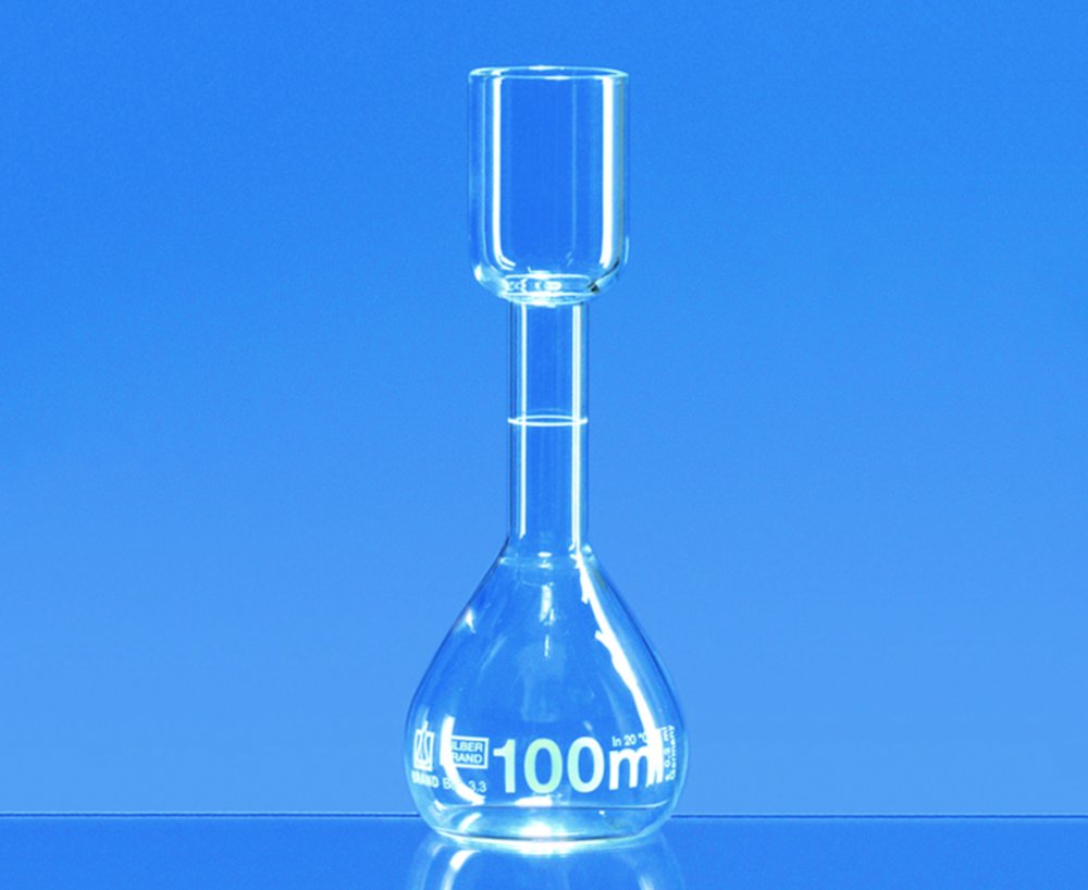 Fiole jaugée, pour analyse des sucres, en verre borosilicaté 3.3, classe B, graduation blanche